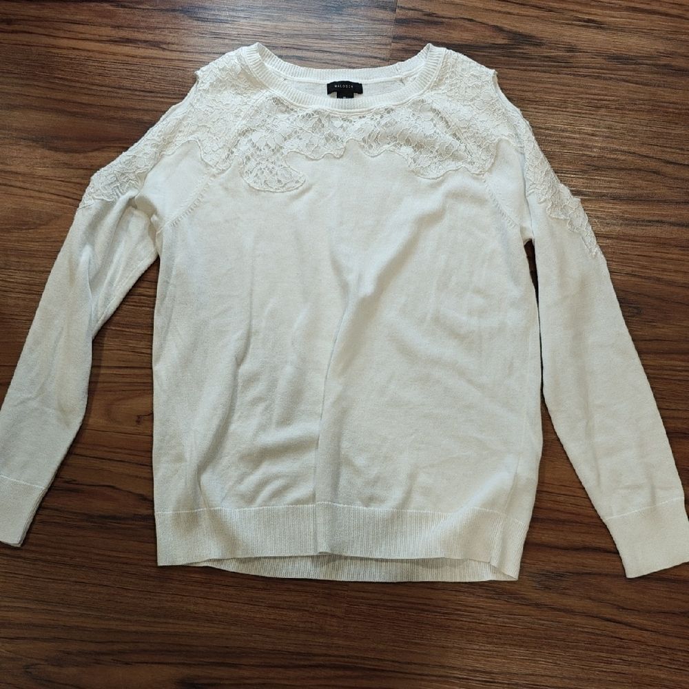 Halogen Cream Lace Detail Sweater